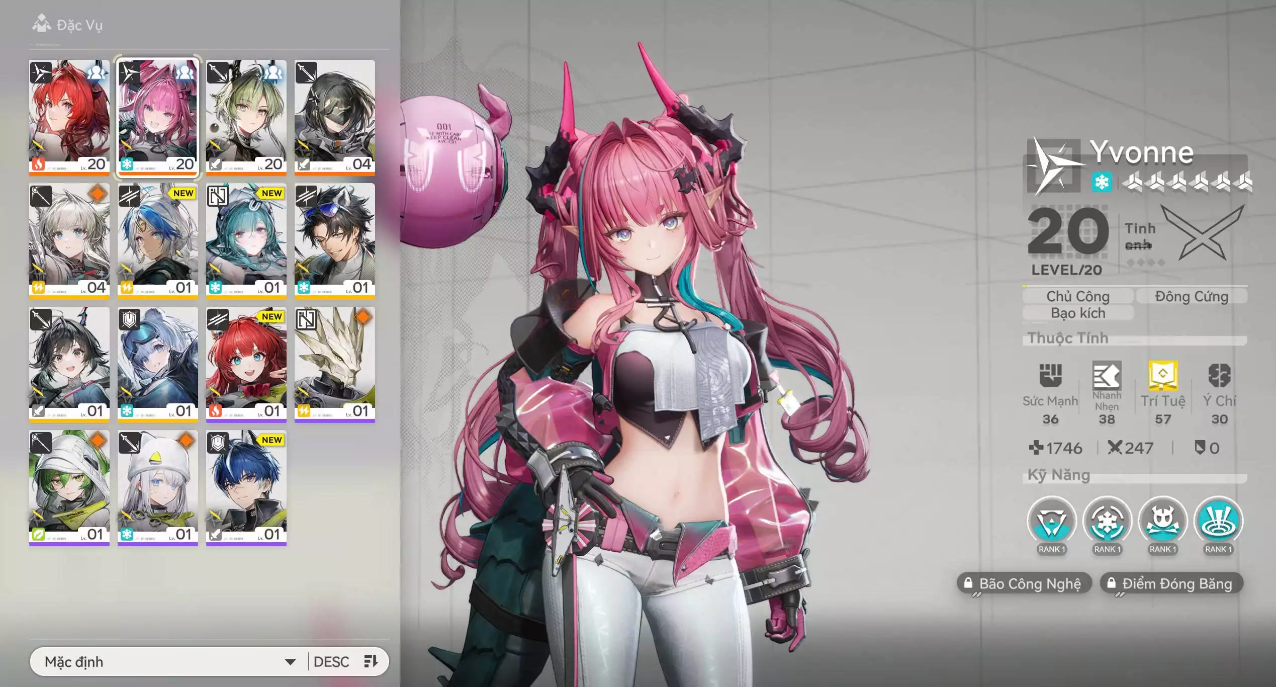 Laevatain + Trấn + Yvonne level 2 khởi đầu