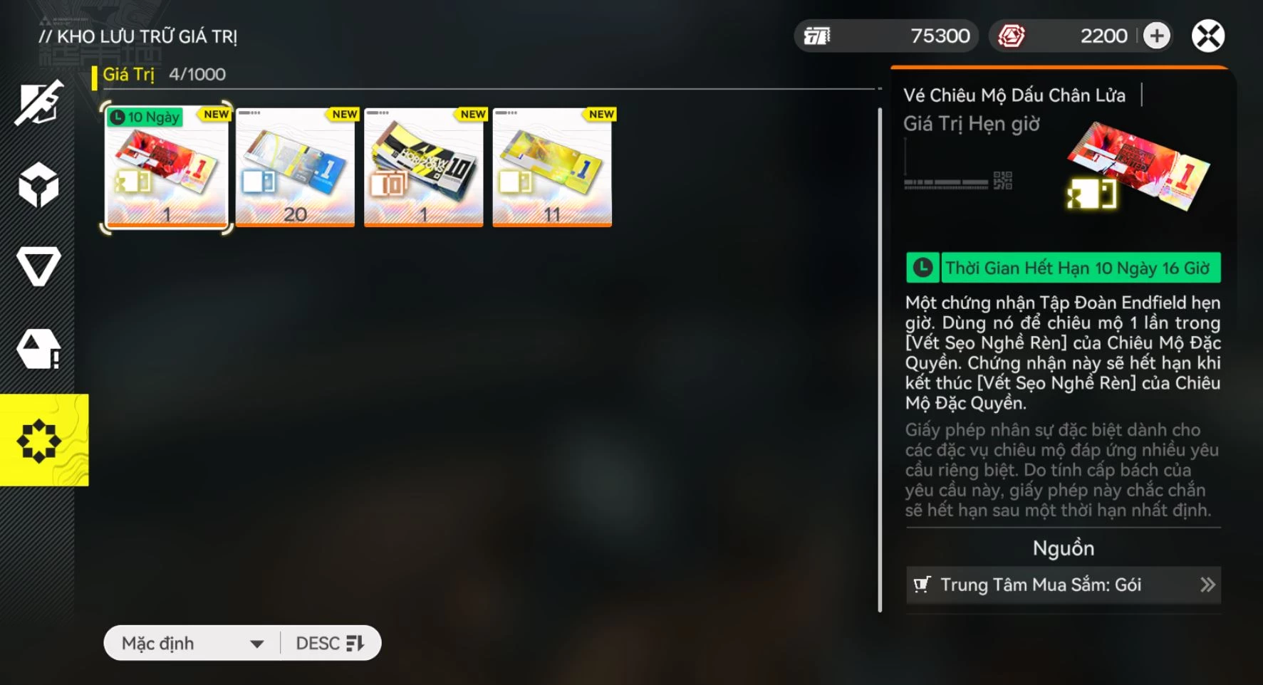 (Ngừng bán) 2200 đá 11 vé limit 20 vé thường 1x10 tân thủ