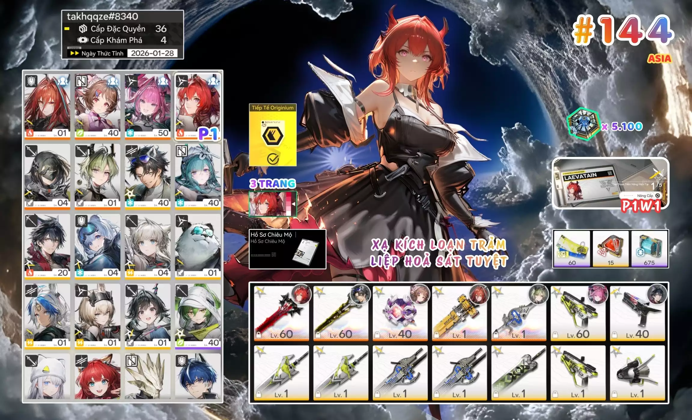 [ #144 SIÊU PHẨM XẠ KÍCH LOẠN TRẢM! ] YVONNE + LAEVATAIN P1 TRẤN + LIFENG + ARDELIA TRẤN + EMBER + MAIN TRẤN -{ 5.100 TOKEN ROLL TRẤN + 10 VÉ BANNER LIMIT SAU + BP THƯỜNG }- 3 TRANG BANNER LIMIT. CÒN NHIỀU QUEST / EVENT!