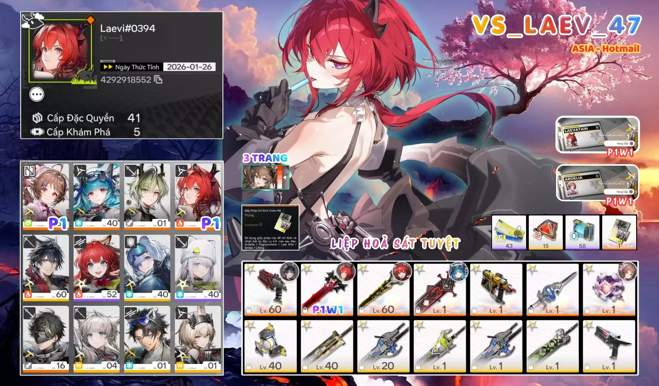 [ VS_LAEV_47 LIỆP HOẢ SÁT TUYỆT! ] LAEVATAIN P1 TRẤN + RITE + ARDELIA P1 TRẤN + LIFENG + MAIN TRẤN -{ FREE 1 CHAR 6* BANNER THƯỜNG }- 3 TRANG BANNER LIMIT. CÒN NHIỀU QUEST / EVENT!