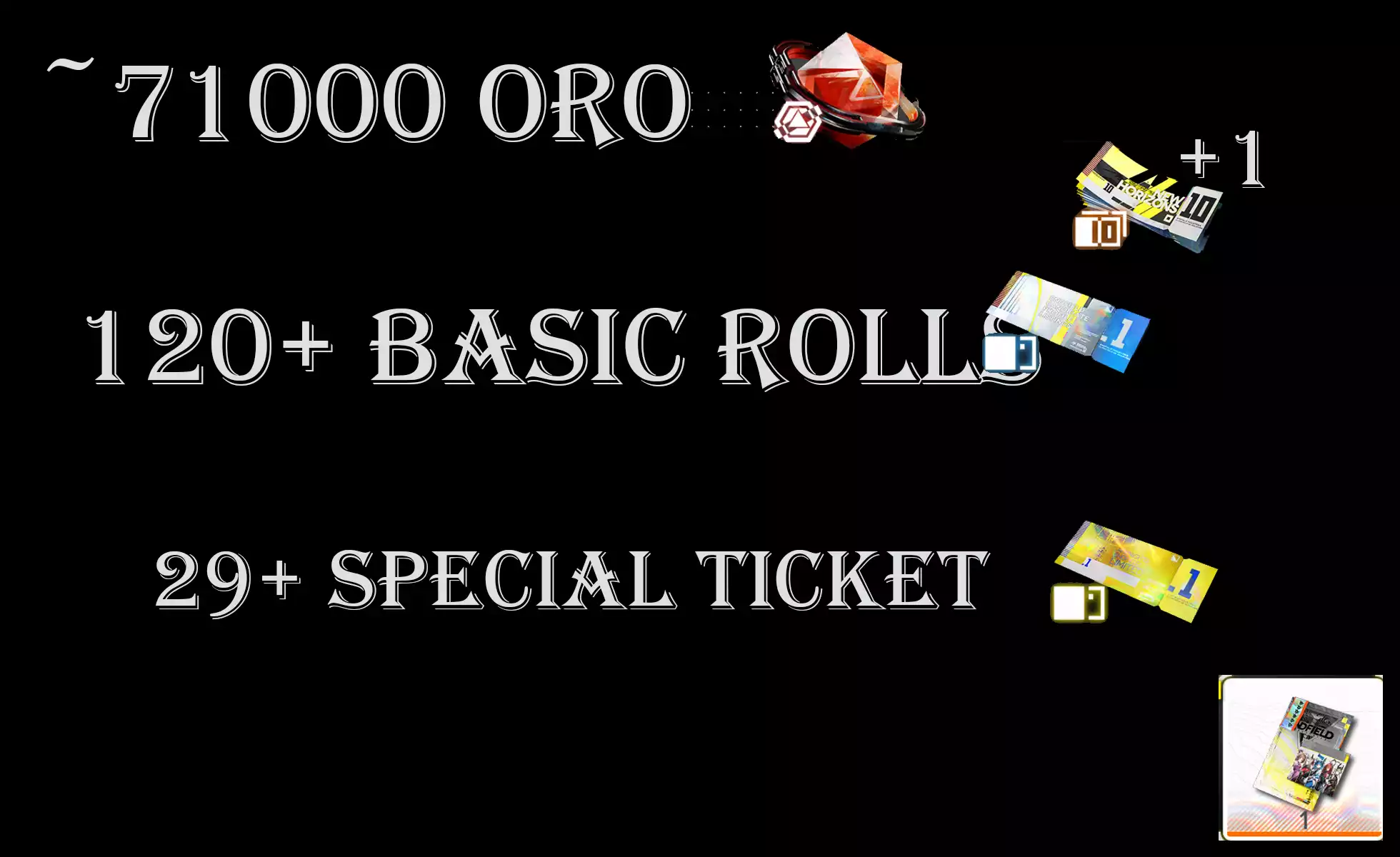 (ASIA) ~71k Oro - 120+ rút thường +1 vé rút vũ khí - 25+ limit và vé chọn 6 sao